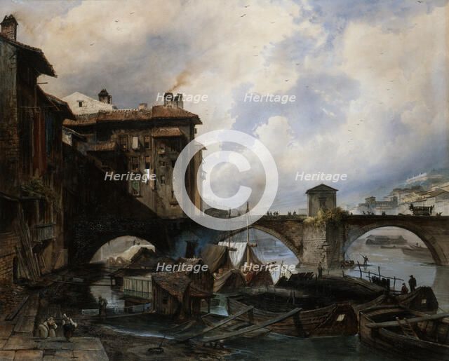 'The Port of Lyon', 1830.  Artist: Louis Etienne Watelet