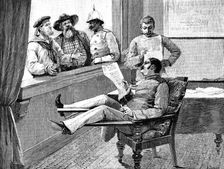 The Portuguese in Africa: steam-ship passengers waiting for passports at Delagoa Bay, 1890. Creator: R. Taylor