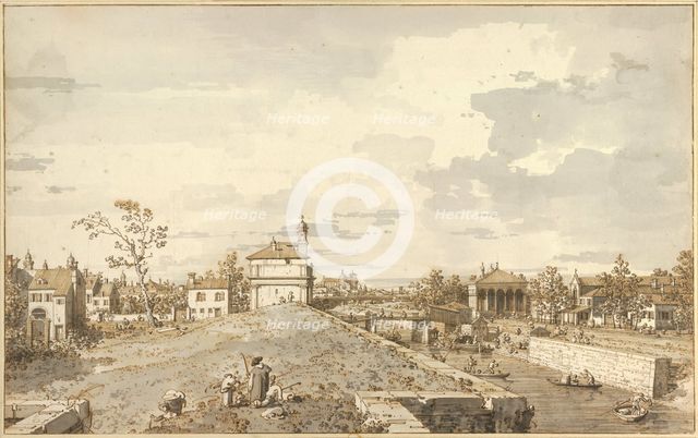 The Porta Portello with the Brenta Canal in Padua, 1740-1743. Artist: Canaletto (1697-1768)