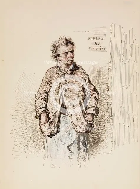 The Porter, 1852-1866. Creator: Paul Gavarni.