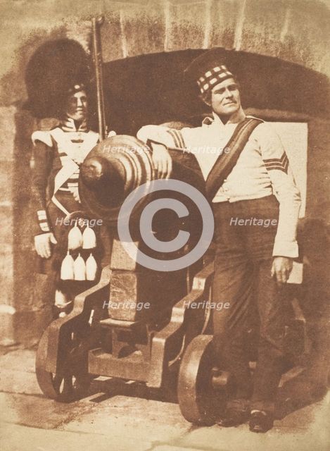 The Porthole / Sergeant and Private of the 42nd Gordon Highlanders, Edinburgh Castle, 1843-47. Creators: David Octavius Hill, Robert Adamson, Hill & Adamson.