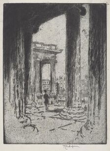 The Portico, British Museum, 1905. Creator: Joseph Pennell