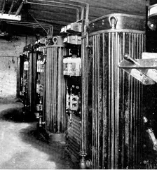 The power-house: inside the high-tension chamber at the Brunswick Mill, Ancoats, 1909. Creator: Unknown