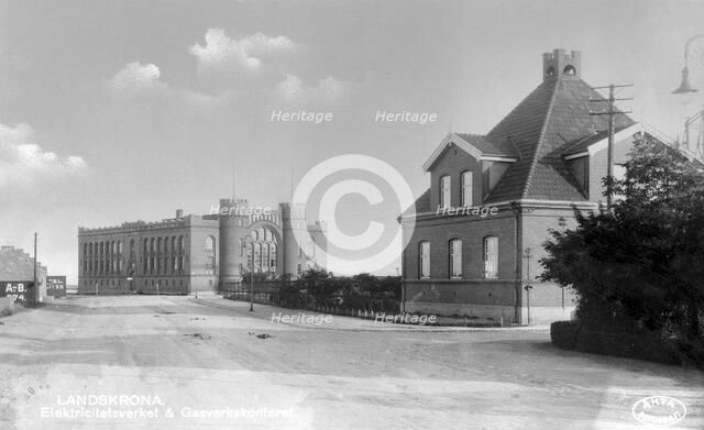 The power station and the office of the gasworks, Landskrona, Sweden, 1925. Artist: Unknown