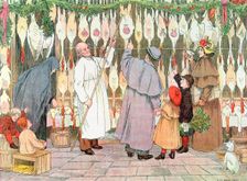 The Poulterer, 1899. From "The Book of Shops", 1899. Creator: Francis Donkin Bedford