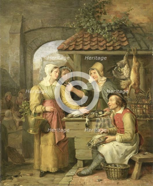 The Poultry Stall, c.1830. Creator: Willem Jodocus Mattheus Engelberts.