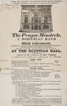 The Prague Minstrels, a Bohemian Band of Wind Instruments, at the Egyptian Hall Piccadilly, 1830. Creator: Unknown