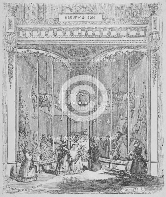 The premises of Harvey and Son at no 9 Ludgate Hill, Ludgate Hill, City of London, 1845. Artist: William Alfred Delamotte