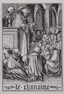The Preacher is visited by Death from "The Dance of Death", 1538, (1877). Creator: Unknown