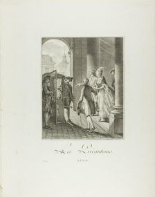 The Precautions, from Monument du Costume Physique et Moral de la fin du..., 1777. Creators: Pietro Antonio Martini, Laurent-François Prault