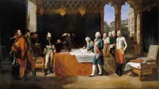 The Preliminaries of Leoben, 17th April 1797. Artist: Lethiére, Guillaume Guillon (1760-1832)