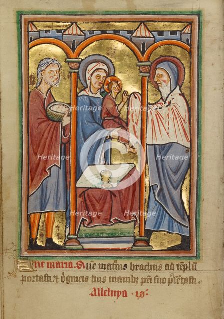 The Presentation in the Temple, about 1190-1200; text added about 1480-1490. Creator: Unknown.