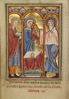 The Presentation in the Temple, about 1190-1200; text added about 1480-1490. Creator: Unknown