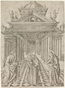 The Presentation in the Temple, plate four from the Life of the Virgin and Christ, c.1470. Creator: Francesco Rosselli
