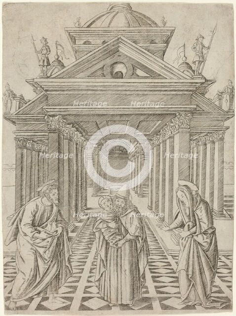 The Presentation in the Temple, plate four from the Life of the Virgin and Christ, c.1470. Creator: Francesco Rosselli.