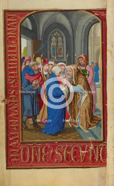 The Presentation in the Temple; Prayer Book of Cardinal Albrecht of Brandenburg, about 1525-1530. Creator: Simon Bening.