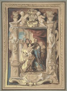 The Presentation in the Temple, with a Design for a Sculpted Frame, ca. 1630-1635. Creator: Jacob Jordaens