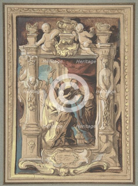 The Presentation in the Temple, with a Design for a Sculpted Frame, ca. 1630-1635. Creator: Jacob Jordaens.