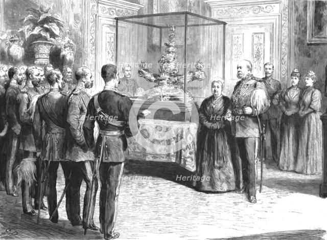 ''The Presentation of the Officers' Jubilee Memorial to Her Majesty at Buckingham Palace', 1890. Creator: Unknown.