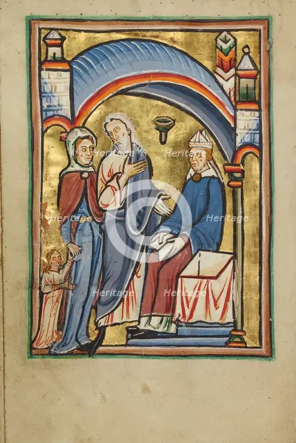 The Presentation of the Virgin in the Temple, about 1190-1200; text added about 1480-1490. Creator: Unknown.