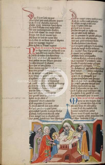 The Presentation of the Virgin in the Temple; Weltchronik, about 1400-1410. Creator: Unknown.