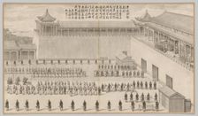 The Presentation of Uigur Captives: from Battle Scenes of the Quelling of Rebellions..., c. 1765-177 Creator: Jean Denis Attiret (French, 1702-1768)