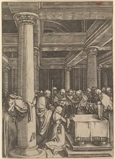 The presentation of Jesus to Simeon in the temple, after Dürer, ca. 1500-1534. Creator: Marcantonio Raimondi