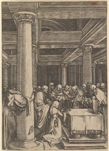 The presentation of Jesus to Simeon in the temple, after Dürer, ca. 1500-1534. Creator: Marcantonio Raimondi