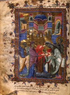 The Presentation of Jesus at the Temple (Manuscript illumination from the Matenadaran Gospel), 1286