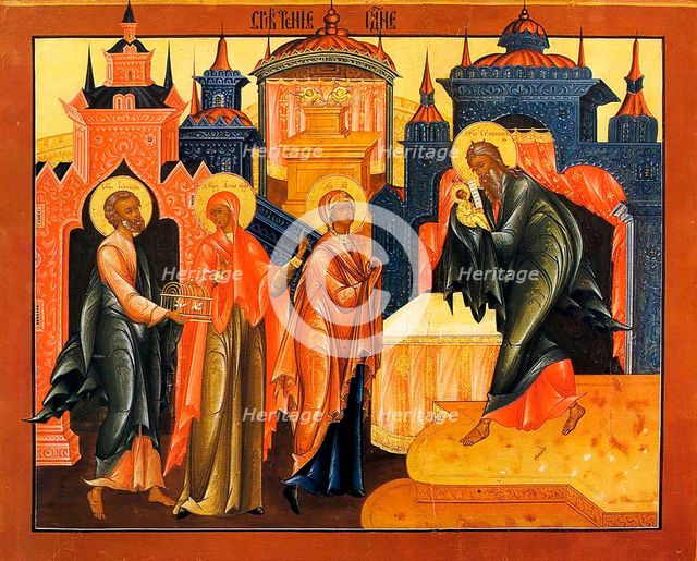The Presentation of Jesus at the Temple, early 19th century. Creator: Russian icon.