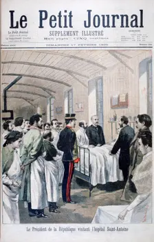 The President of the Republic, Felix Faure, visiting Saint-Antoine Hospital, Paris, 1895