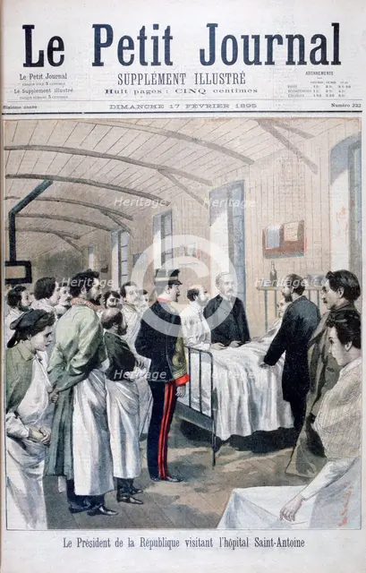 The President of the Republic, Felix Faure, visiting Saint-Antoine Hospital, Paris, 1895. Artist: Unknown