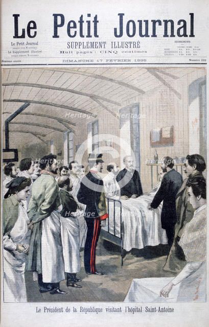 The President of the Republic, Felix Faure, visiting Saint-Antoine Hospital, Paris, 1895. Artist: Unknown