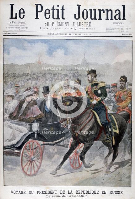 The President of the Republic of France reviewing troops, Krasnoye Selo, Russia, 1902. Artist: Unknown
