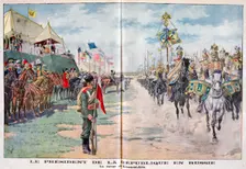 The President of the Republic reviewing Russian troops, Krasnoye Selo, Russia, 1914