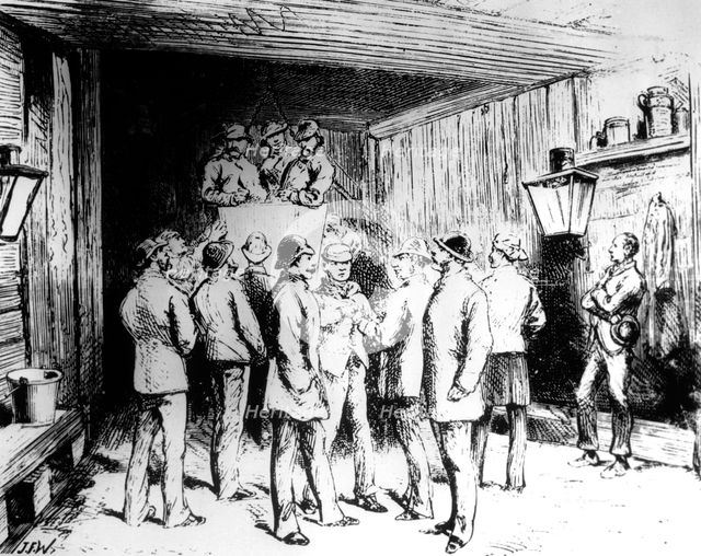 The press inspect the Channel Tunnel, 19th century. Creator: Unknown.