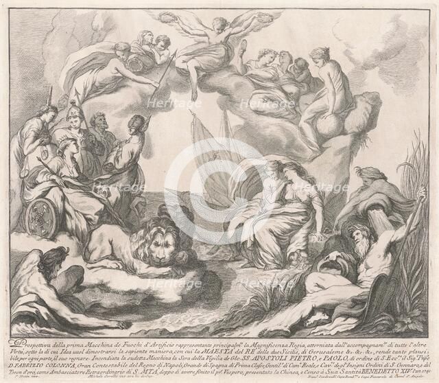 The Prima Macchina for the Chinea of 1741: Allegory of Regal Magnificence, 1741. Creator: M Sorello.