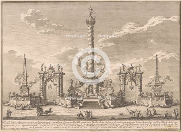 The Prima Macchina for the Chinea of 1752: A "Deliziosa" Alluding to Villa Carl'Amalia..., 1752. Creator: Giuseppe Vasi.