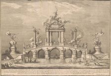 The Prima Macchina for the Chinea of 1755: A Triumphal Bridge with Antiquities..., 1755. Creator: Giuseppe Vasi
