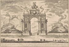 The Prima Macchina for the Chinea of 1756: A Triumphal Arch between Mount Etna..., 1756. Creator: Giuseppe Pozzi