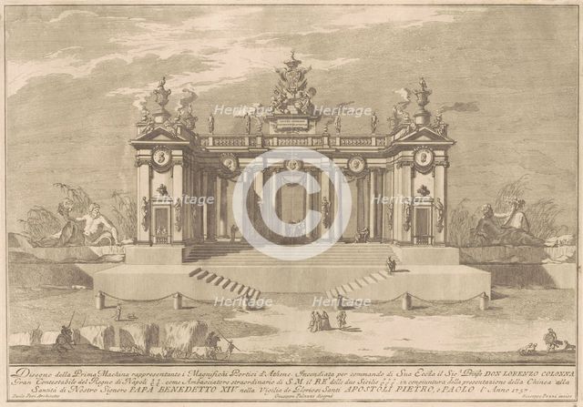 The Prima Macchina for the Chinea of 1757: The Colonnade of the Athenian Lyceum, 1757. Creator: Giuseppe Pozzi.