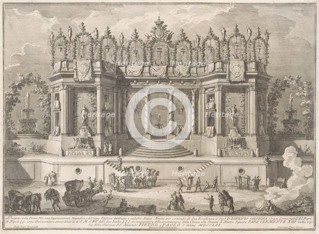 The Prima Macchina for the Chinea of 1761: The Salubrious Baths, 1761. Creator: Giuseppe Vasi.
