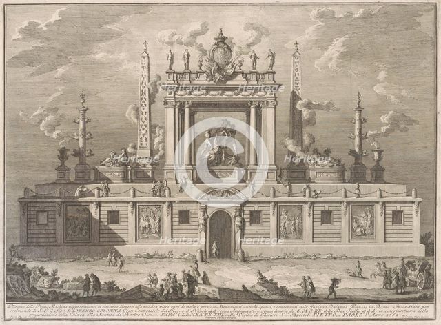 The Prima Macchina for the Chinea of 1762: The Farnese Bull and Other Antiquities..., 1762. Creator: Giuseppe Vasi.