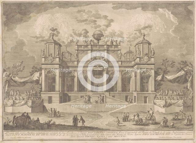 The Prima Macchina for the Chinea of 1770: An Roman Building for Commerce, 1770. Creator: Giuseppe Vasi.