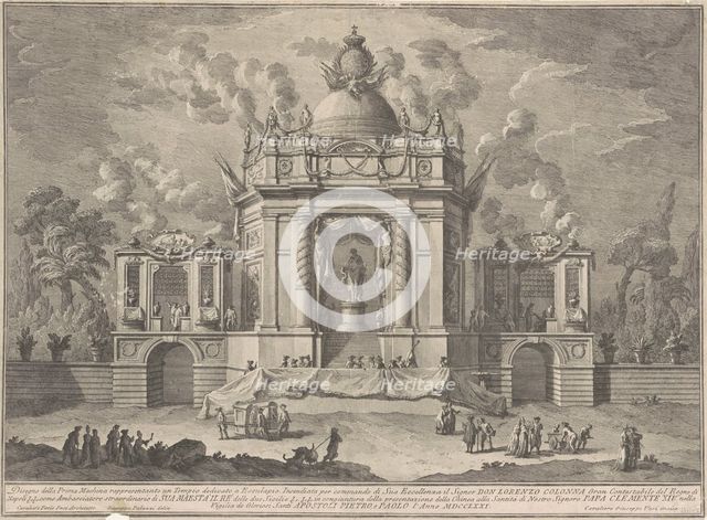 The Prima Macchina for the Chinea of 1771: The Temple of Asclepius, 1771. Creator: Giuseppe Vasi.