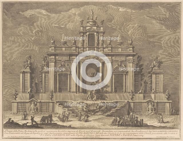 The Prima Macchina for the Chinea of 1774: Hercules and the Dragon in the Garden..., 1774. Creator: Giuseppe Vasi.