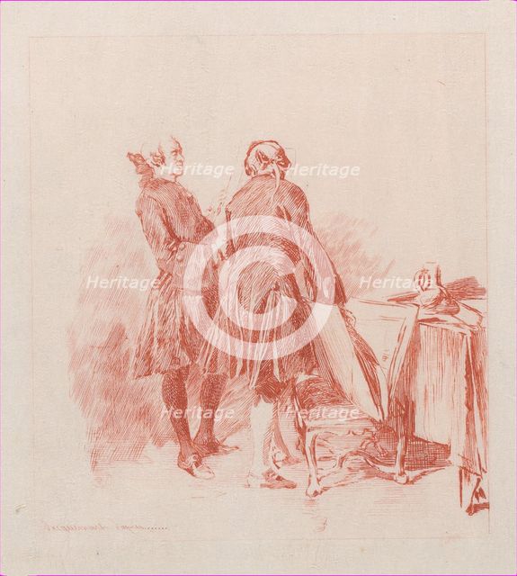 The Print Enthusiast, after a drawing by Meissonier, 1877. Creator: Jules-Ferdinand Jacquemart.