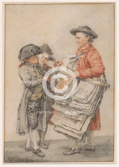 The print seller, 1784. Creator: Jacobus Perkois.