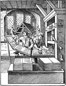 The Printer's Workshop 1568. Creator: Jost Amman