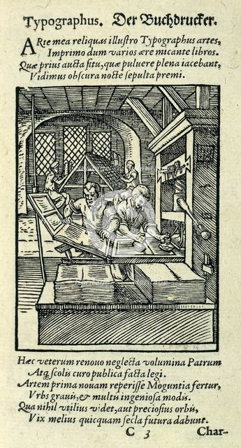 The Printer's Workshop, 1568. Creator: Jost Amman.